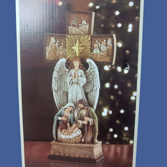 Avalon Gallery Christmas Treasures Nativity Story Figure Cross With Angel "14" - Picture 6 of 12
